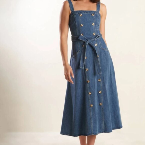 Washed Denim Midi Dress - Picture 1 of 4